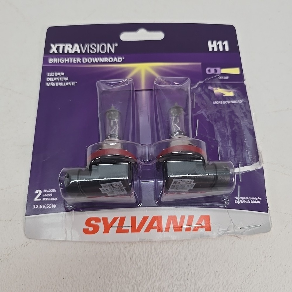 SYLVANIA‎ - H11 XtraVision - Halogen Headlight (2 Bulbs) Packaging Is Damaged